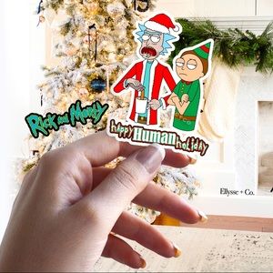 Christmas Special - Happy Human Holiday Sticker |WATERPROOF Rick Sanchez N Morty